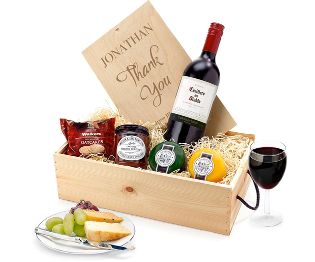 Mother's Day Cheese & Wine Favourites With Engraved Personalised Lid